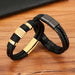 Woven Leather Rope Wrapping Special Style Classic Stainless Steel Unisex Leather Bracelet