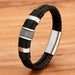 Woven Leather Rope Wrapping Special Style Classic Stainless Steel Unisex Leather Bracelet