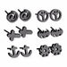 6Pair Stainless Steel Stud Earrings Black Gold Women Fashion Jewelry