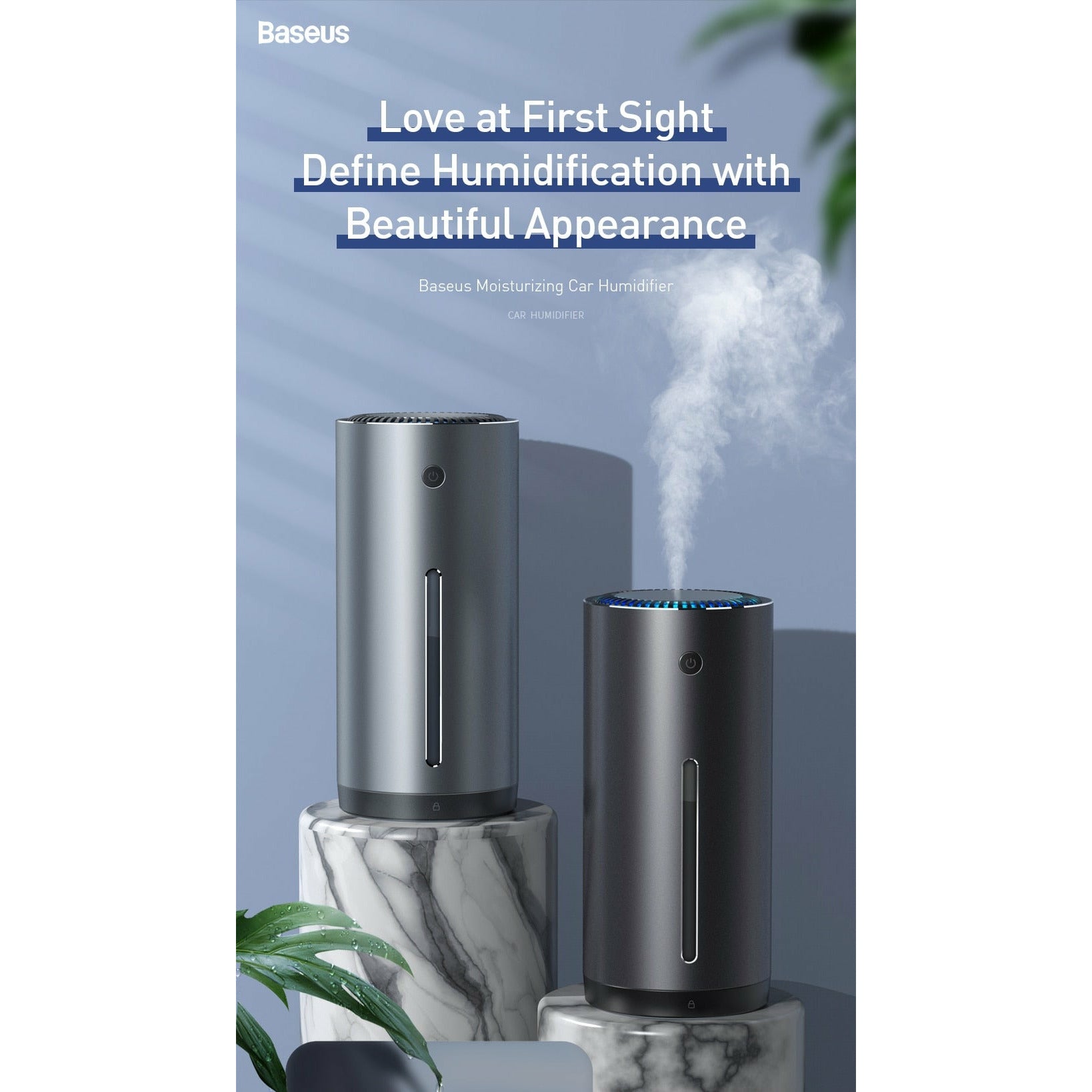 Car Air Humidifier Aluminum Alloy 300mL LED Light Auto Humidifier ...