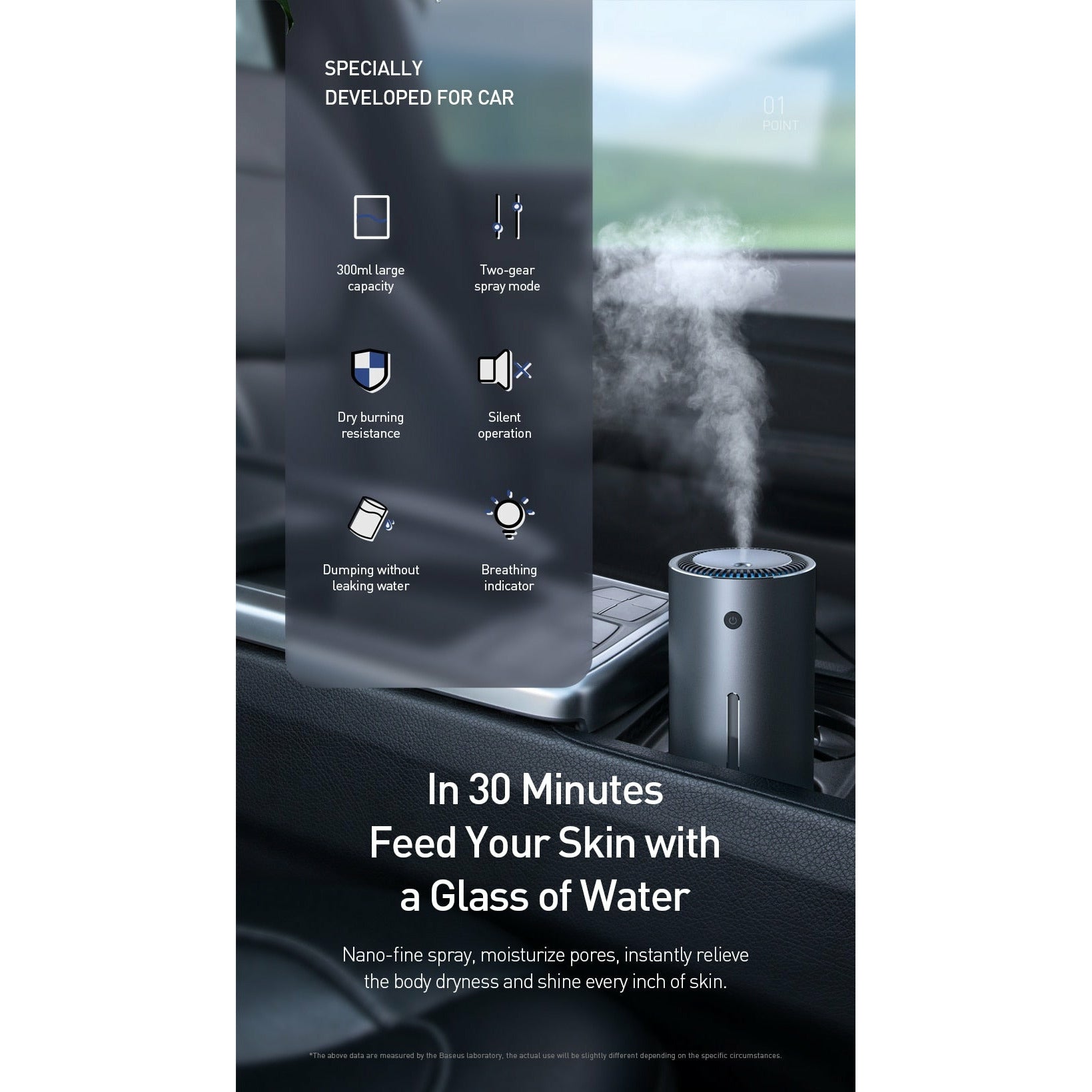 Car Air Humidifier Aluminum Alloy 300mL LED Light Auto Humidifier ...