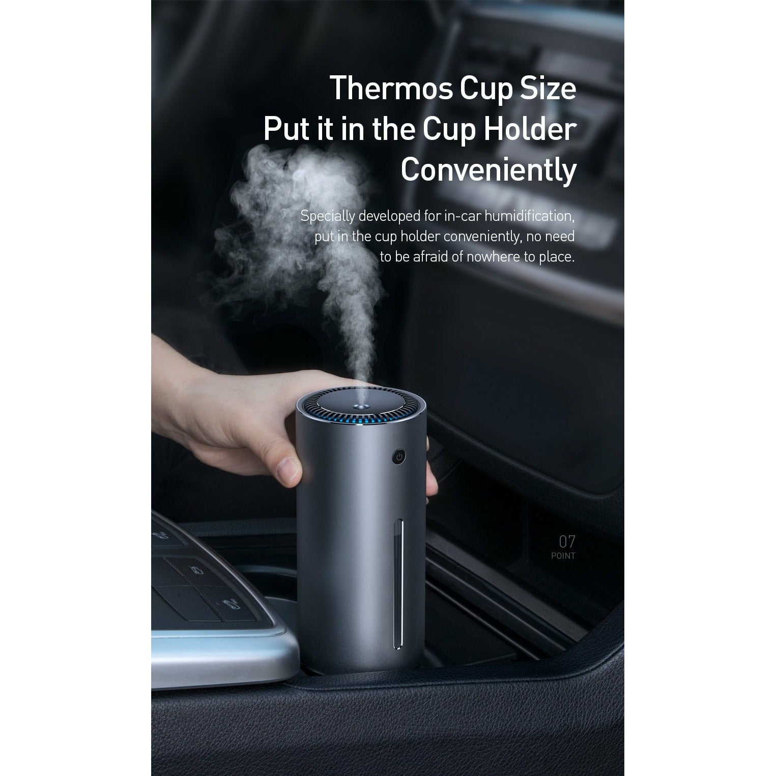 Car Air Humidifier Aluminum Alloy 300mL LED Light Auto Humidifier ...