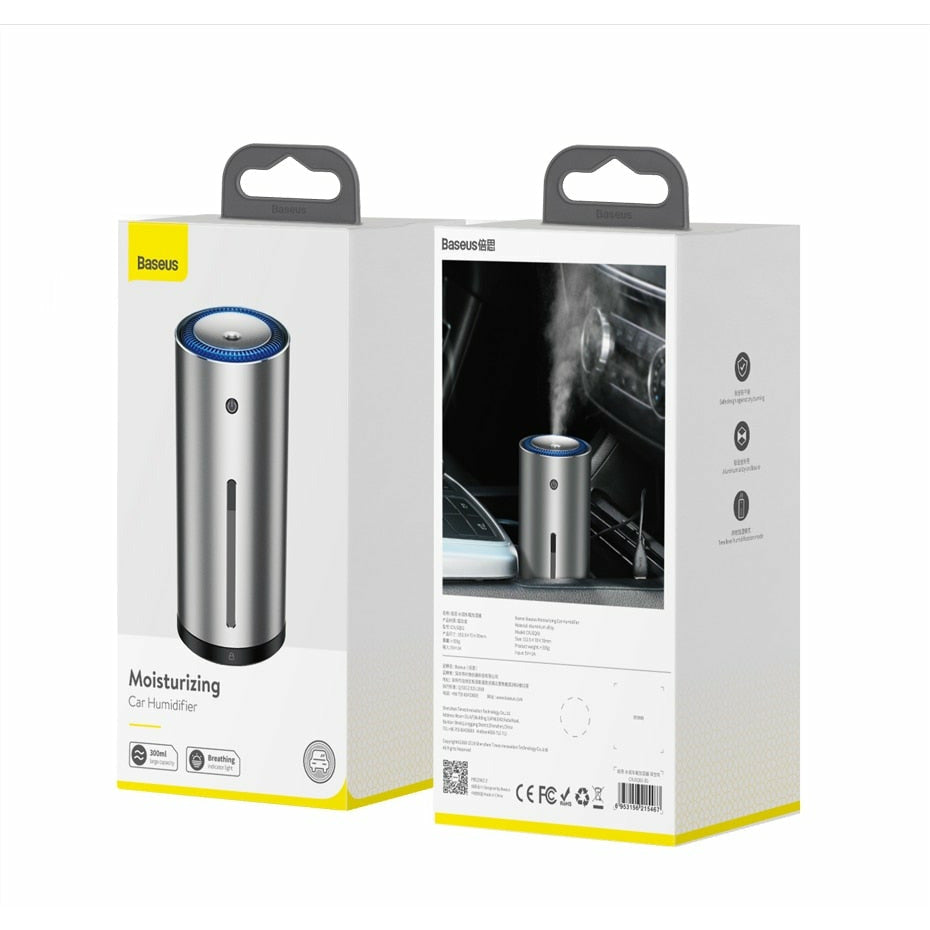 Car Air Humidifier Aluminum Alloy 300mL LED Light Auto Humidifier ...