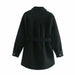 Women Fashion Loose Belt Woolen Jacket Coat Vintage Long Sleeve Overcoat
