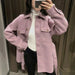 Women Fashion Loose Belt Woolen Jacket Coat Vintage Long Sleeve Overcoat