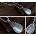 Vintage Water Drop Pendant Necklace Earrings Set  Women Silver Wedding Jewelry