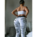 Women Yoga Pants High Waist Full Letter Printed Fitness Gym Tight Pencil Legging