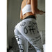 Women Yoga Pants High Waist Full Letter Printed Fitness Gym Tight Pencil Legging