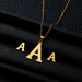 Stainless Steel Jewelry Initial Necklace Women Alphabet Pendants Necklaces Earring Set