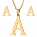 Stainless Steel Jewelry Initial Necklace Women Alphabet Pendants Necklaces Earring Set