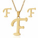 Stainless Steel Jewelry Initial Necklace Women Alphabet Pendants Necklaces Earring Set