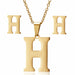 Stainless Steel Jewelry Initial Necklace Women Alphabet Pendants Necklaces Earring Set