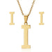 Stainless Steel Jewelry Initial Necklace Women Alphabet Pendants Necklaces Earring Set