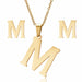 Stainless Steel Jewelry Initial Necklace Women Alphabet Pendants Necklaces Earring Set