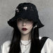 Goth Girl Hat Trendy High Street Hip Hop Pin Rings Dark Cross Bucket Caps