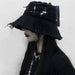 Goth Girl Hat Trendy High Street Hip Hop Pin Rings Dark Cross Bucket Caps