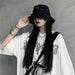 Goth Girl Hat Trendy High Street Hip Hop Pin Rings Dark Cross Bucket Caps
