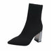 Metal Blade High Heels Socks Boots Women Stretch Fabric Elastic Stilettos Pointed Toe Ankle Boots