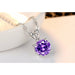 Diamond Solitaire Pendant Necklace 925 Sterling Silver White/Purple 2ct Necklace Jewelry