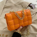 Women Cross-Body Bag Weave Flap Quality Leather Thick Chain Shoulder Handbag