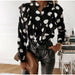 Ruffled Polka Dot Print Women's Long Sleeve Female Tops Elegant Office Ladies Clothes