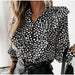 Ruffled Polka Dot Print Women's Long Sleeve Female Tops Elegant Office Ladies Clothes