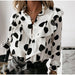 Ruffled Polka Dot Print Women's Long Sleeve Female Tops Elegant Office Ladies Clothes