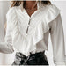 Ruffled Polka Dot Print Women's Long Sleeve Female Tops Elegant Office Ladies Clothes