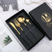 Stainless Steel Golden Cutlery Set Luxury Mirror Polishing Fork Spoons Knives 4Pcs Set