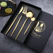 Stainless Steel Golden Cutlery Set Luxury Mirror Polishing Fork Spoons Knives 4Pcs Set