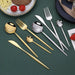 Stainless Steel Golden Cutlery Set Luxury Mirror Polishing Fork Spoons Knives 4Pcs Set