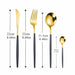 Stainless Steel Golden Cutlery Set Luxury Mirror Polishing Fork Spoons Knives 4Pcs Set