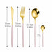 Stainless Steel Golden Cutlery Set Luxury Mirror Polishing Fork Spoons Knives 4Pcs Set