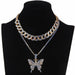 Butterfly Necklace Set Cuban Link Chain Choker Bling Hip Hop Pendant Jewelry