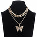 Butterfly Necklace Set Cuban Link Chain Choker Bling Hip Hop Pendant Jewelry