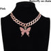 Butterfly Necklace Set Cuban Link Chain Choker Bling Hip Hop Pendant Jewelry
