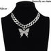 Butterfly Necklace Set Cuban Link Chain Choker Bling Hip Hop Pendant Jewelry