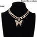 Butterfly Necklace Set Cuban Link Chain Choker Bling Hip Hop Pendant Jewelry