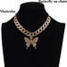 Butterfly Necklace Set Cuban Link Chain Choker Bling Hip Hop Pendant Jewelry