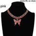 Butterfly Necklace Set Cuban Link Chain Choker Bling Hip Hop Pendant Jewelry