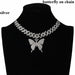 Butterfly Necklace Set Cuban Link Chain Choker Bling Hip Hop Pendant Jewelry