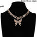 Butterfly Necklace Set Cuban Link Chain Choker Bling Hip Hop Pendant Jewelry