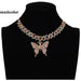 Butterfly Necklace Set Cuban Link Chain Choker Bling Hip Hop Pendant Jewelry