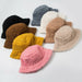 Women Men Hat Solid Artificial Fur Warm Cap Faux Fur Winter Bucket Hat