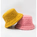 Women Men Hat Solid Artificial Fur Warm Cap Faux Fur Winter Bucket Hat