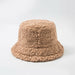 Women Men Hat Solid Artificial Fur Warm Cap Faux Fur Winter Bucket Hat