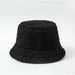 Women Men Hat Solid Artificial Fur Warm Cap Faux Fur Winter Bucket Hat