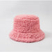 Women Men Hat Solid Artificial Fur Warm Cap Faux Fur Winter Bucket Hat