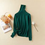 Winter Solid Turn-Down Collar Women Pullovers Turtleneck Knitted  Sweater