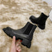 Women Leather Ankle Boots Fashion Platform Warm Fur High Heel Shoes